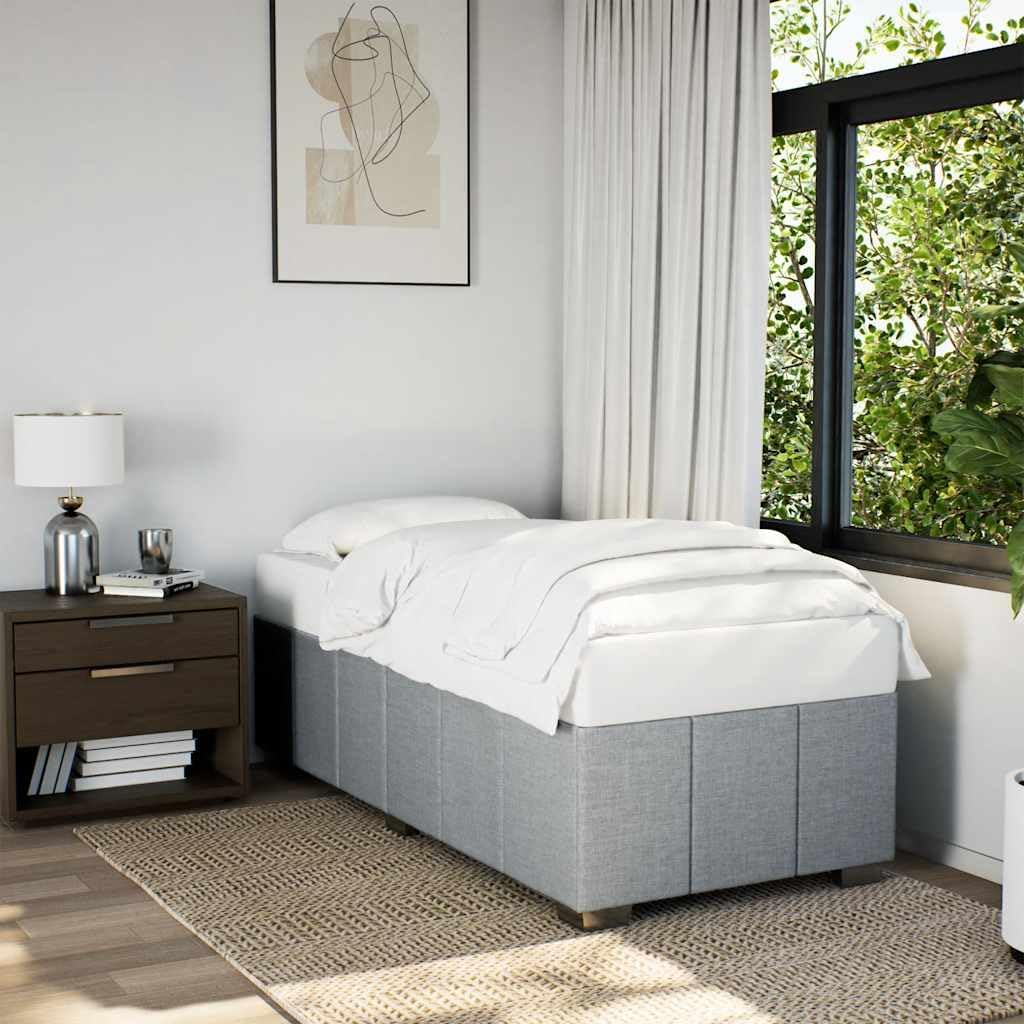 Light Grey Twin XL Bed Frame Fabric and Sturdy Support for Modern Living Spaces, Breathable Surface and Minimalist Style, 4-Piece Set for Easy Assembly
