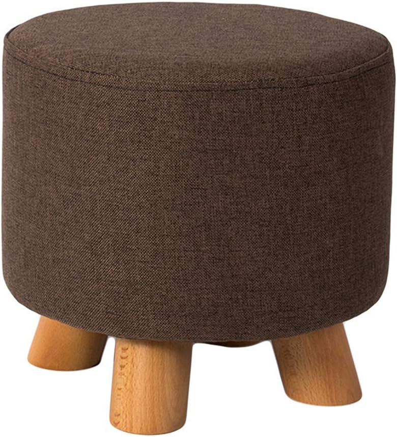BTZHY Vanity Chair,Makeup Stool Solid Wood Linen Pouffe Footstool Foot Rest Ottoman,Padded Puff Seat Foot Rest Chair Home Office-a 28x28x26cm