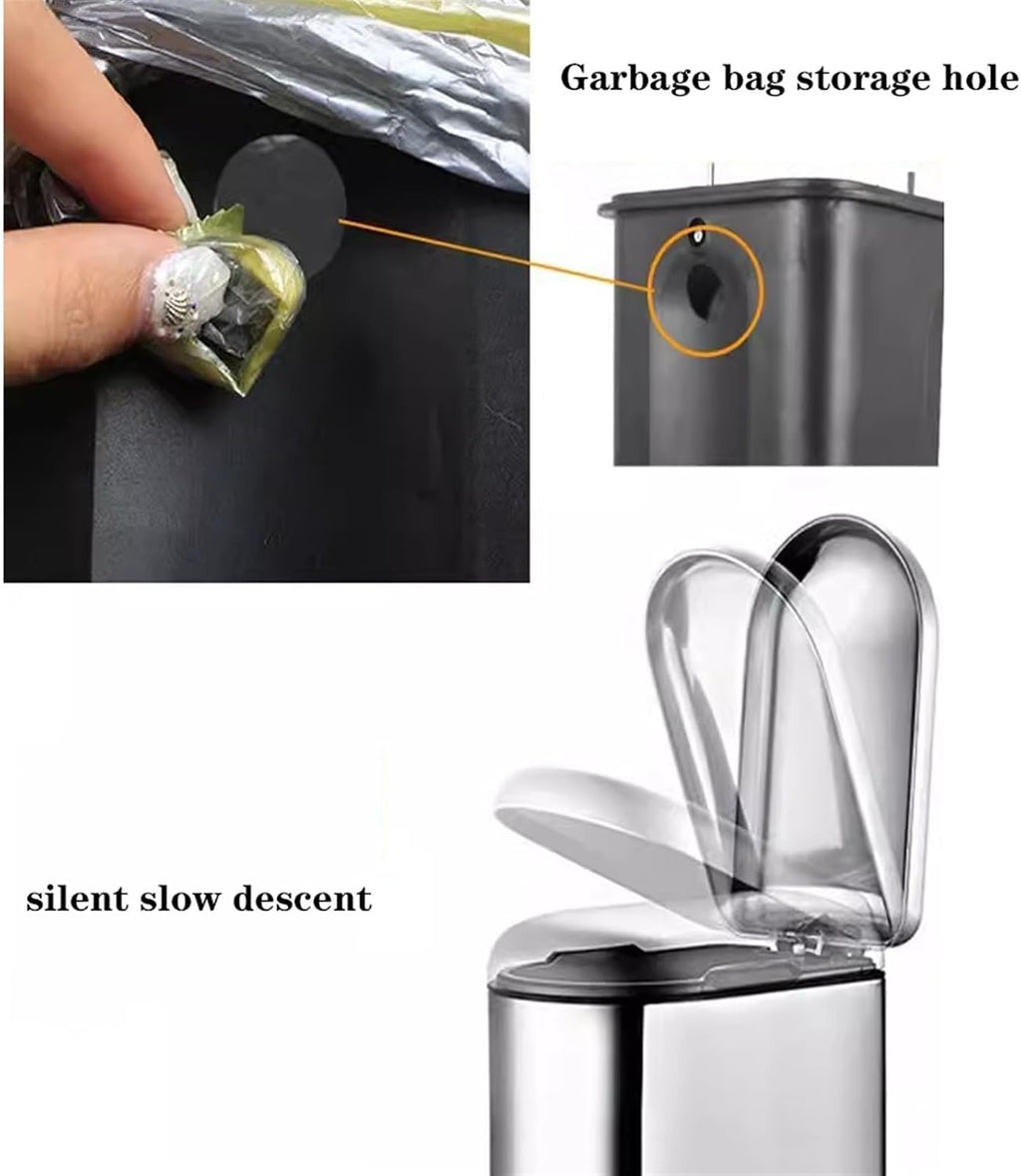 Stylish Stainless Steel Trash Can with Soft Close Lid Removable Inner Bucket Ideal for Home Kitchen Bathroom Sleek Tungsten Finish 18L Capacity