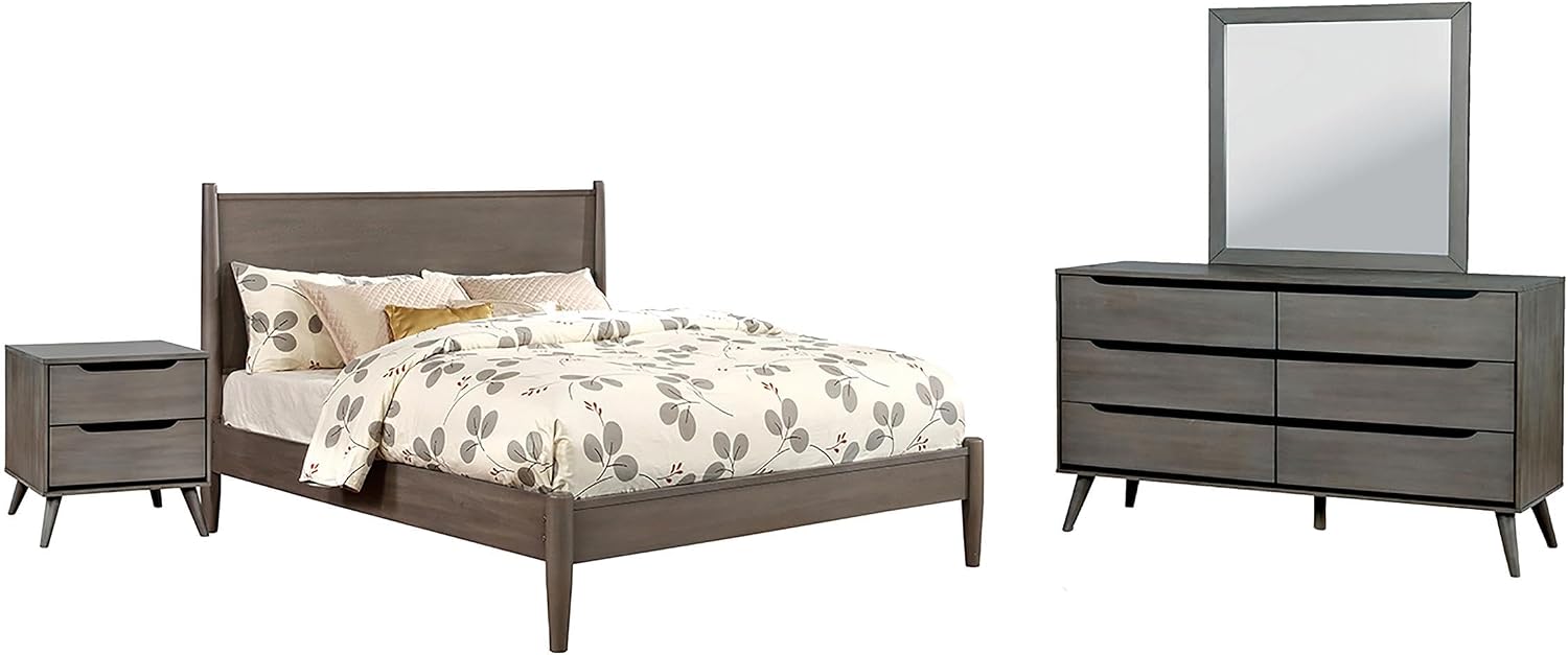 HOMES: Inside + Out Debonaze Modern California King 4-Piece Bedroom Set, Gray