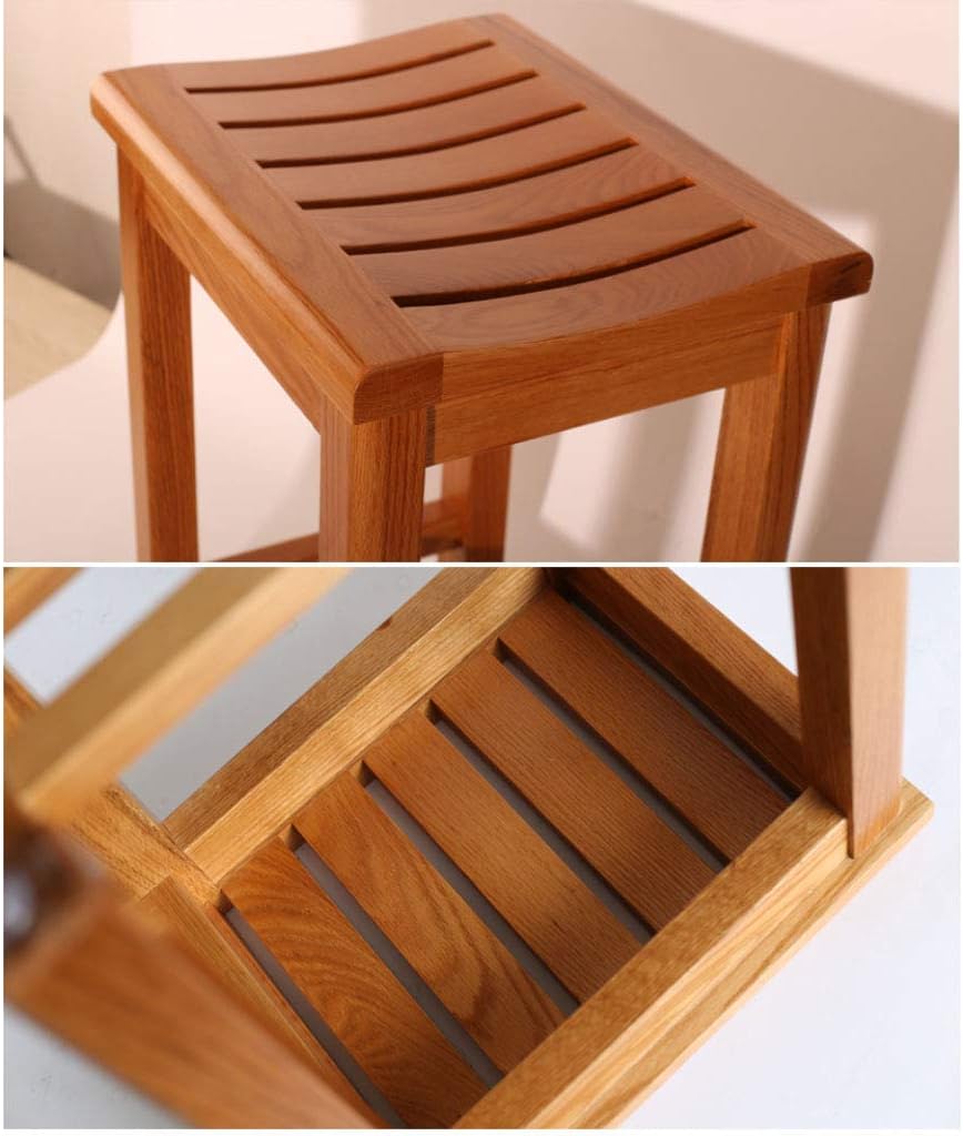 BTZHY Vanity Chair,Solid Wood Waterproof Bathroom Stool Anti-Slip Wood Bench Make-up Stool Old Children's Bathroom Stool