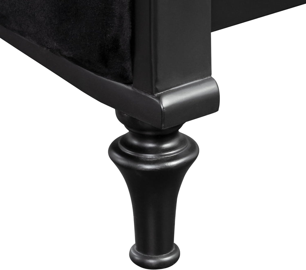 Furniture of America Seabliss Glam Solid Wood 3-Piece Bedroom Collection with Bed Frame and 3-Drawer Nightstands Set of 2, Box Spring Required, Black, King