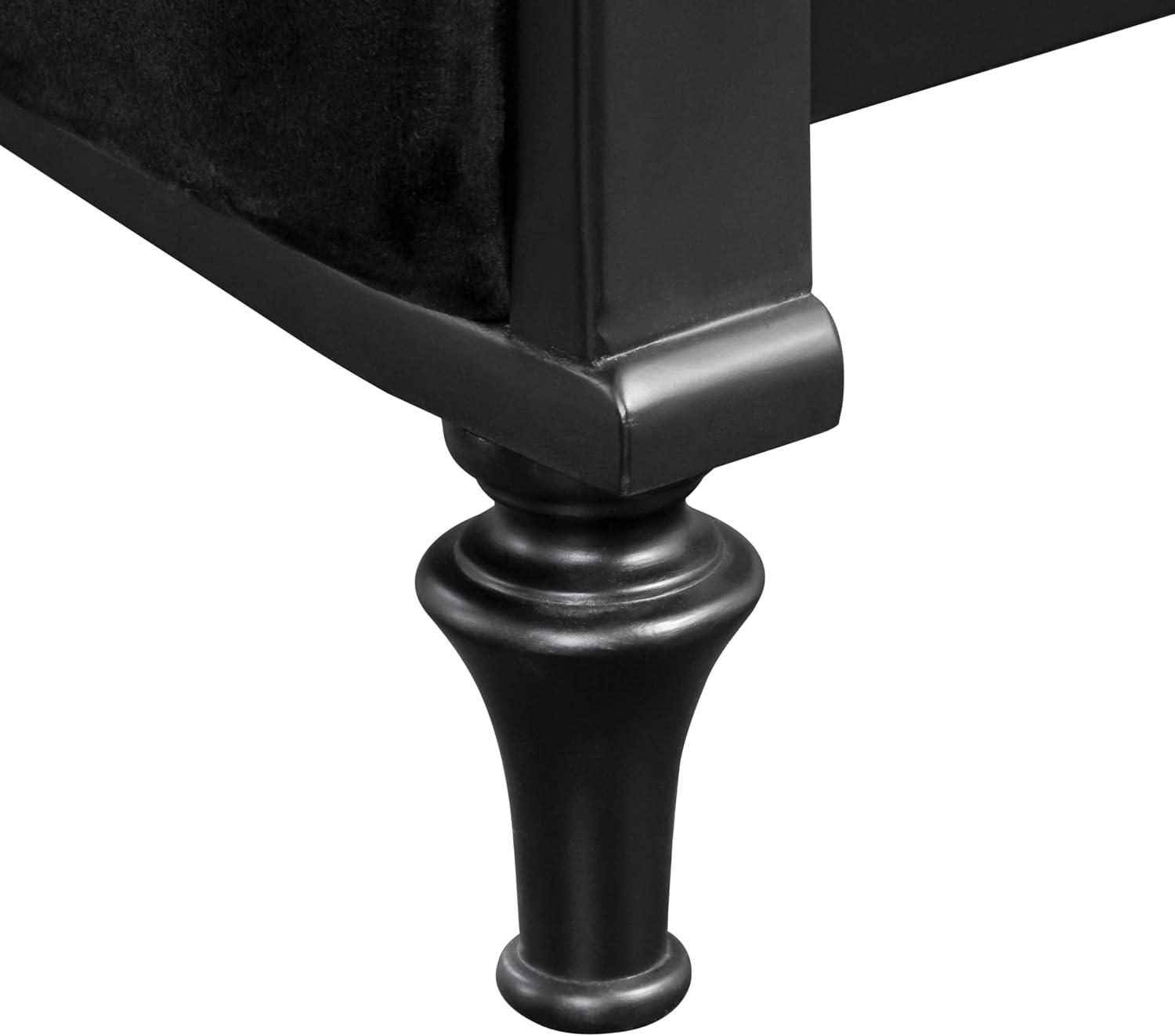 Furniture of America Seabliss Glam Solid Wood 3-Piece Bedroom Collection with Bed Frame and 3-Drawer Nightstands Set of 2, Box Spring Required, Black, King