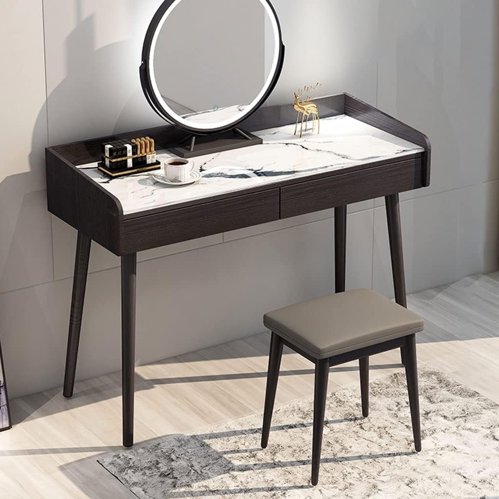 Vanity Benches Vanity Table Set with Lighted Mirror Modern Dressing Table for Bedroom Women Fashion Dressing Table Dresser with Drawers (Color : A)