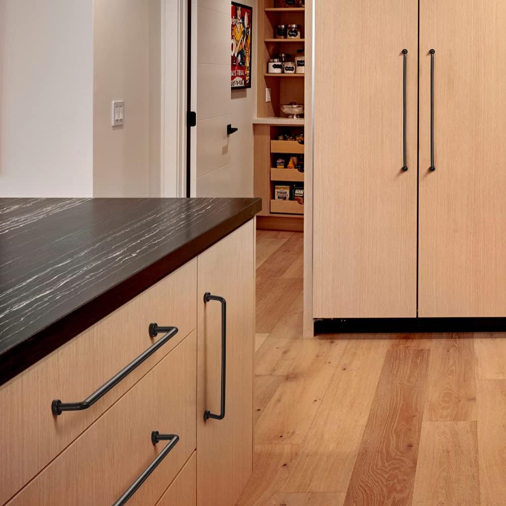Goo-Ki 6 Pack 12 5/8' Center to Center Matte Black Modern Cabinet Pulls Solid Contemporary Home Improvement Hardware Drawer Pulls Zinc Alloy Kitchen Handles