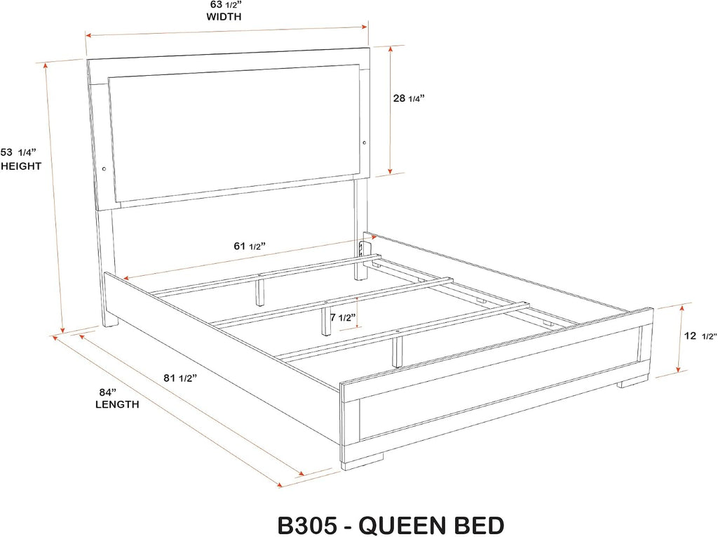 Kings Brand Furniture Boone 3-Piece Bedroom Set – Bed Frame with LED Headboard & 2 Nightstands, Natural/White Wood Finish, Slim-Profile Modern Design (Queen)