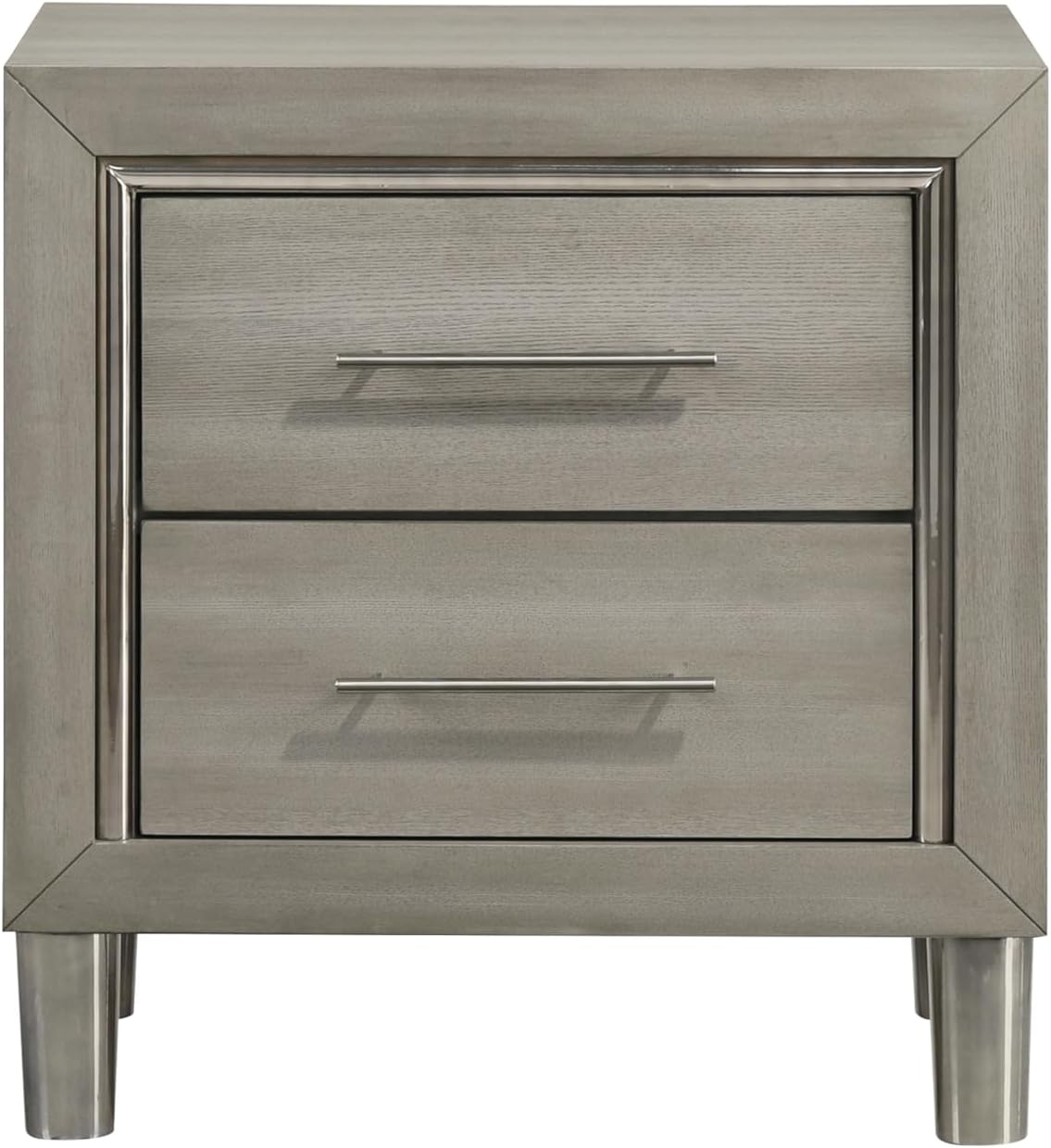 New Classic Furniture Lennox 4Pc Wood King Bedroom Set w Nightstand, Gray