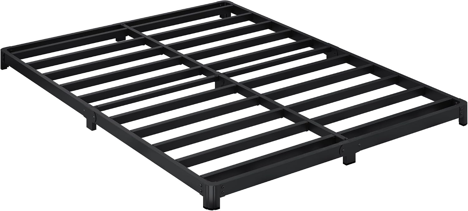 Likelalaso 3 inch Low King Size Bed Frame with Rounded Corner, Heavy Duty Metal, Easy Assembly, Noise Free, Black