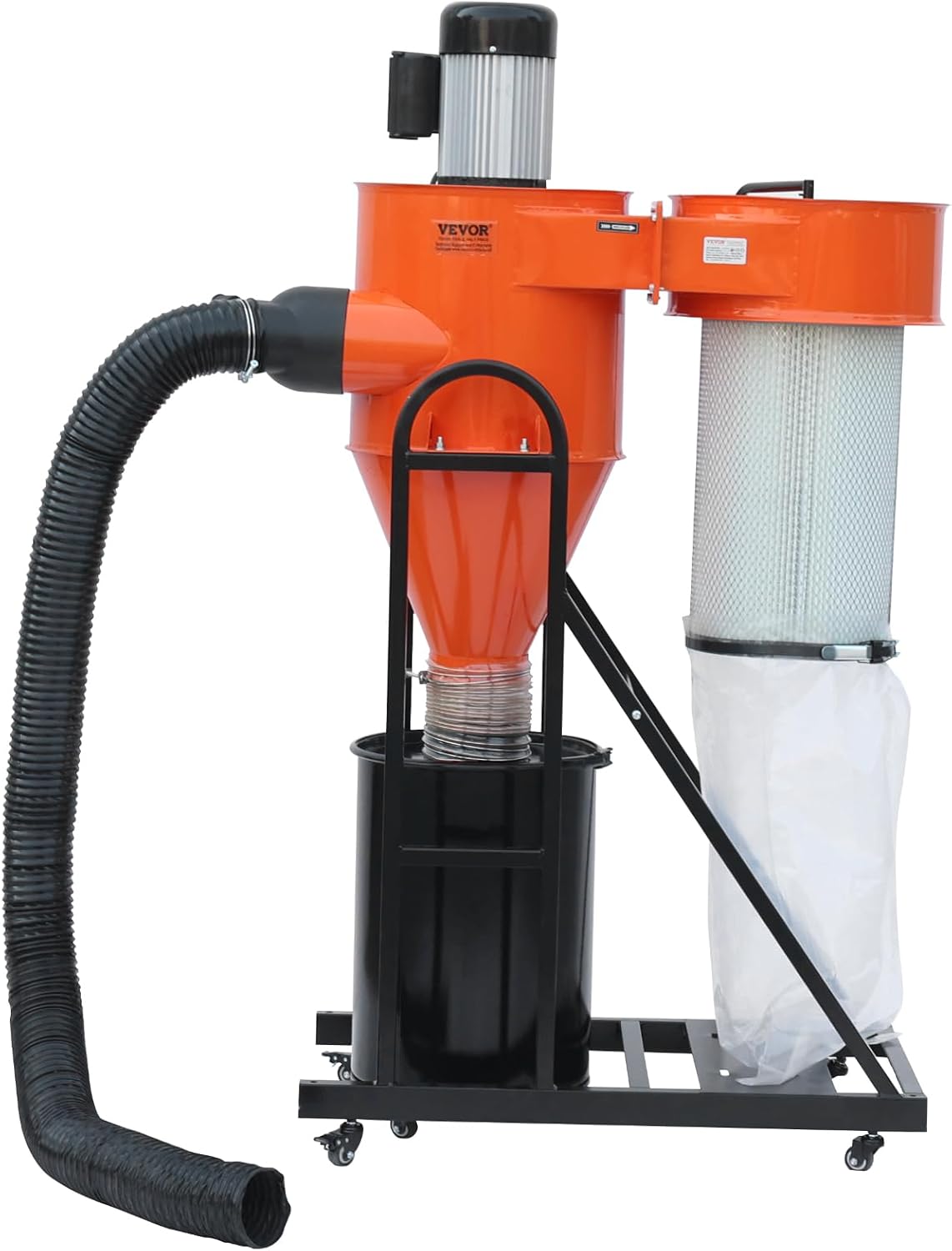 VEVOR 2 HP Dust Collector, 1167 CFM, Portable Vortex Dust Collector, with 39 Gallon Collection Bag and Mobile Base, 120V, 3400 RPM, 3μm Canister Filter Kit, for Woodworking Dust Collection System
