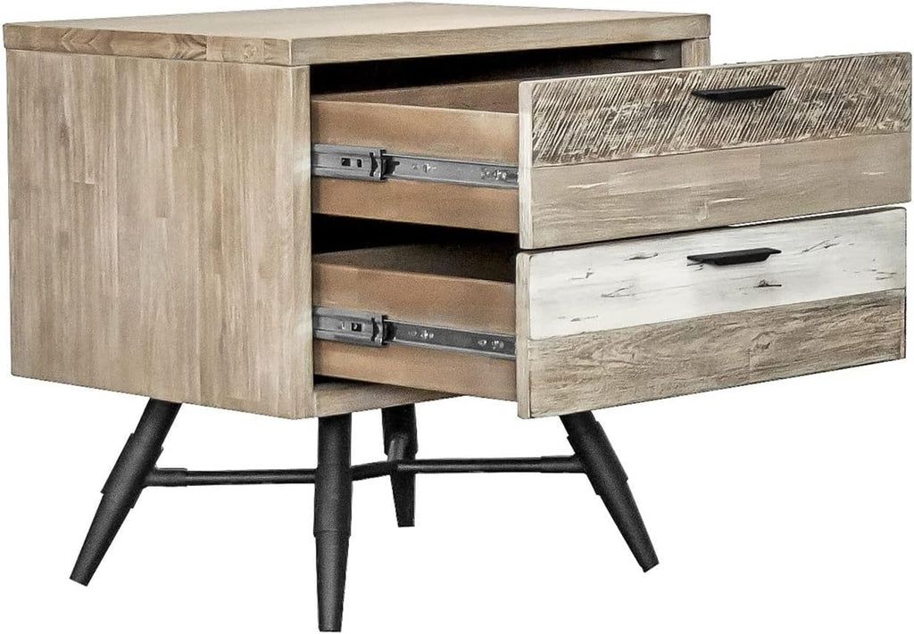 Armen Living Bridges 3 Piece King Bedroom Set in Two-Tone Acacia Wood