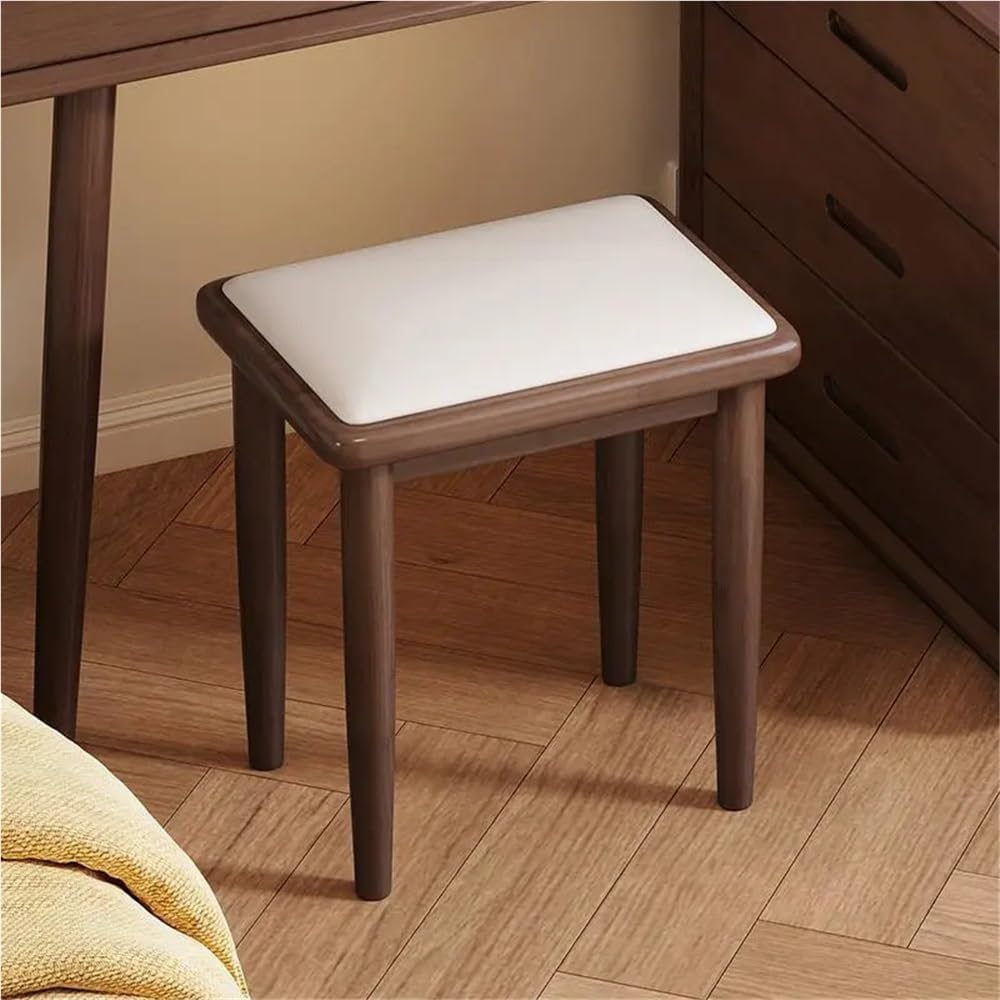 Vanity Stool with Wooden Base, Makeup Stool for Home, Modern and Minimalist Shoe Bench, Vanity Seat Use in Living Room, Bedroom and Entrance Hall(Brown)