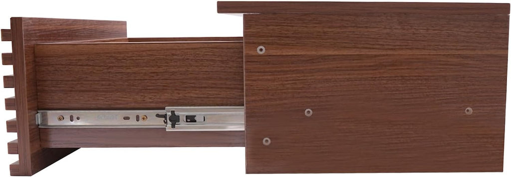 Wall Mounted Floating Desk, Brown Small Spaces Workbench Hanging Table with Pull-Out 2 Drawers, Mount Computer Laptop Desks, Wall-Mounted Corner Book Shelf for Bedroom Student Dormitories