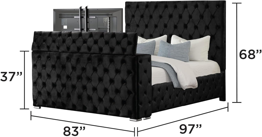 GOWE Encore Modern Style Tufted and Upholstered King 4PC Bedroom Set Made with Wood in Black(NJ Inventory)