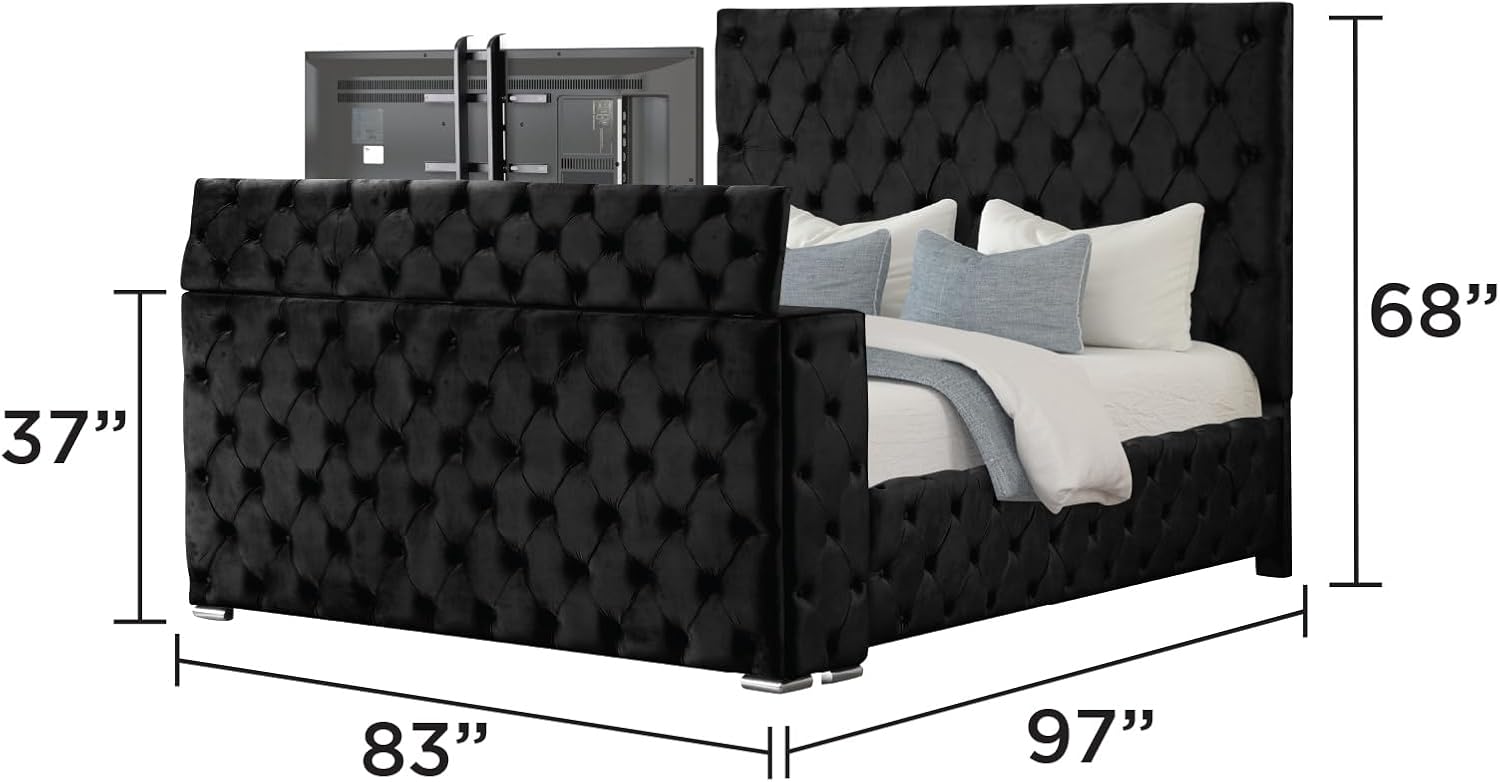 GOWE Encore Modern Style Tufted and Upholstered King 4PC Bedroom Set Made with Wood in Black(NJ Inventory)