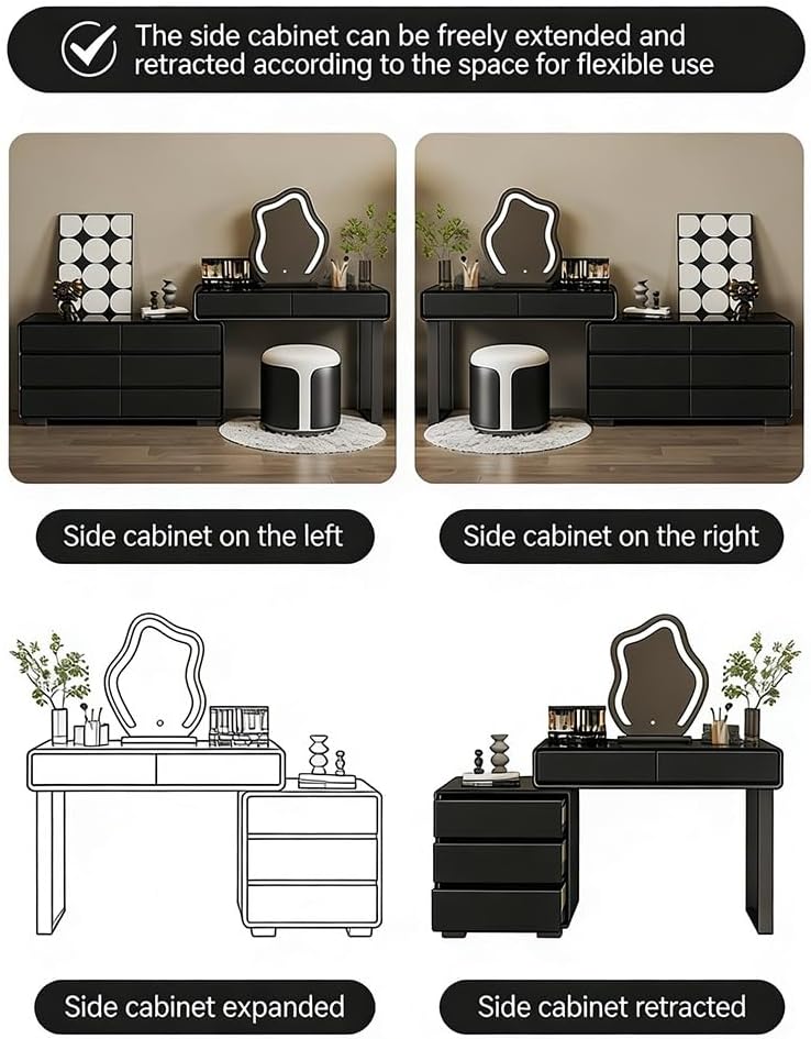 Compact Vanity Light Luxury Solid Wood Makeup Table Modern Corner Cabinet Meeting Dressing Space Saving