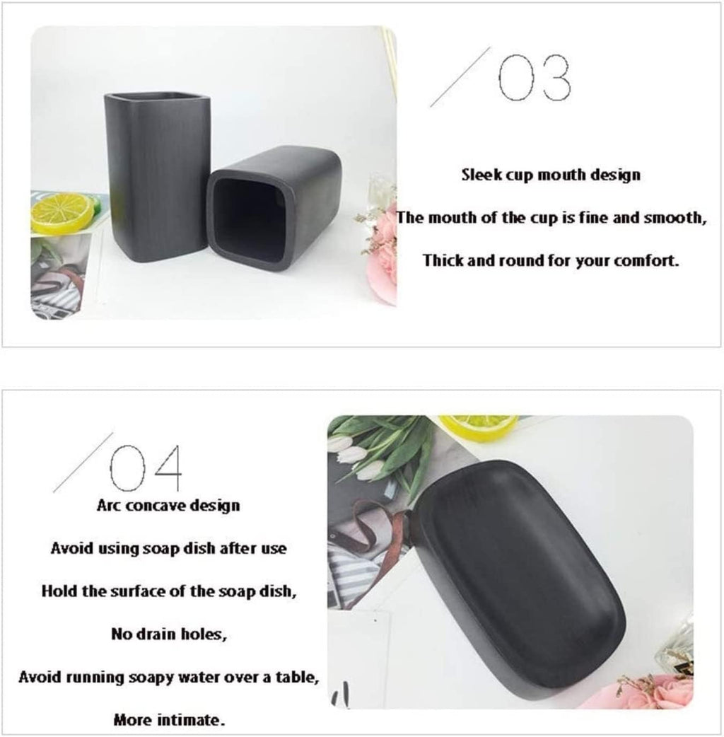 Vanity Bathroom Decor, Bathroom Accessory Set Modern Design European Style Resin Bathroom Accessory Set Imitation Wood Wash Set Housewarming Gift(White)