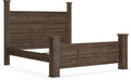 Signature Design by Ashley Juararo Casual King Poster Bed with Metal Slats, Foundation or Box Spring Needed, Dark Brown