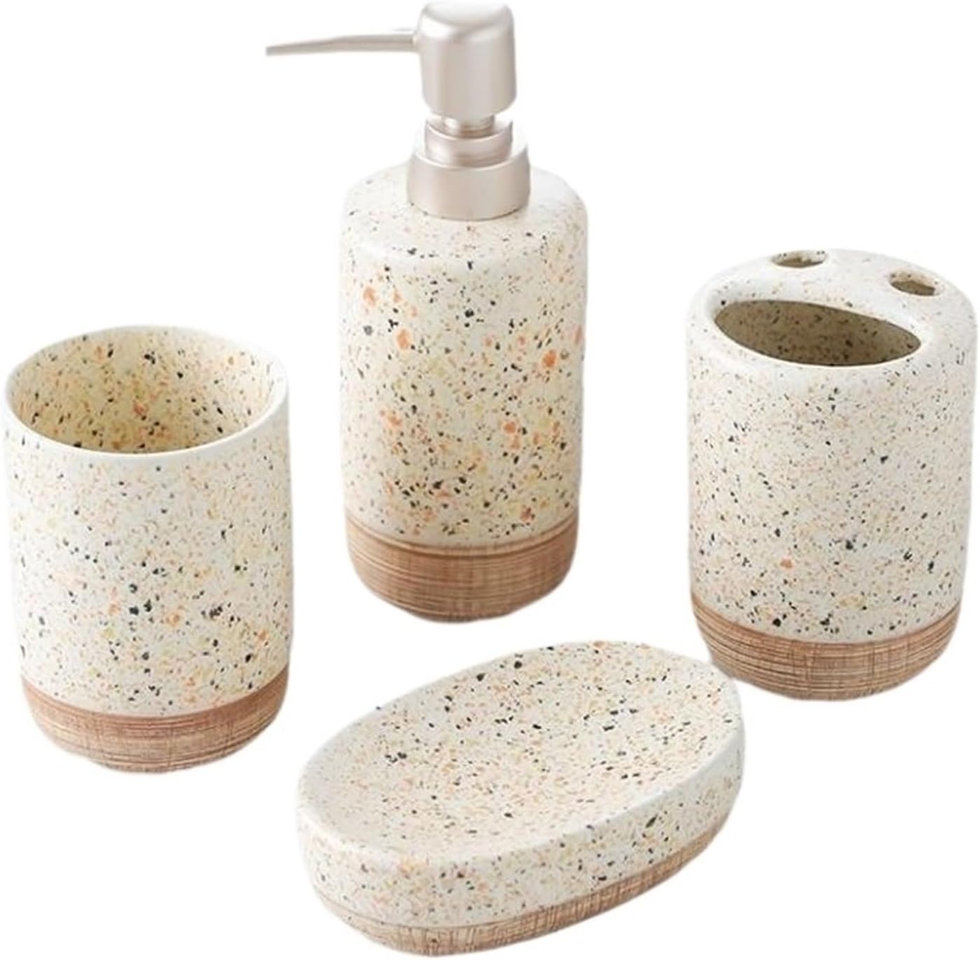 Vanity Bathroom Decor, European Ceramic Bathroom Accessories Set Decoration Cup Toothbrush Holder Tray Soap Box Housewarming Gift