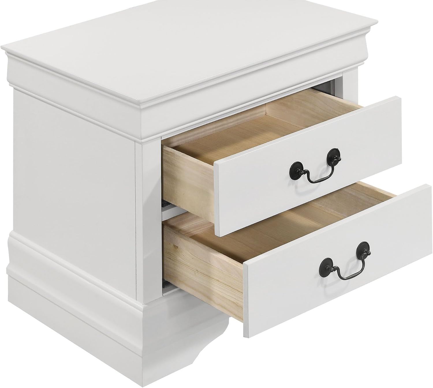 Coaster Home Furnishings Louis Philippe Traditional 4-Piece Bedroom Set Eastern King Size Sleigh Bed Frame 47-inch Headboard White 202441KE-S4