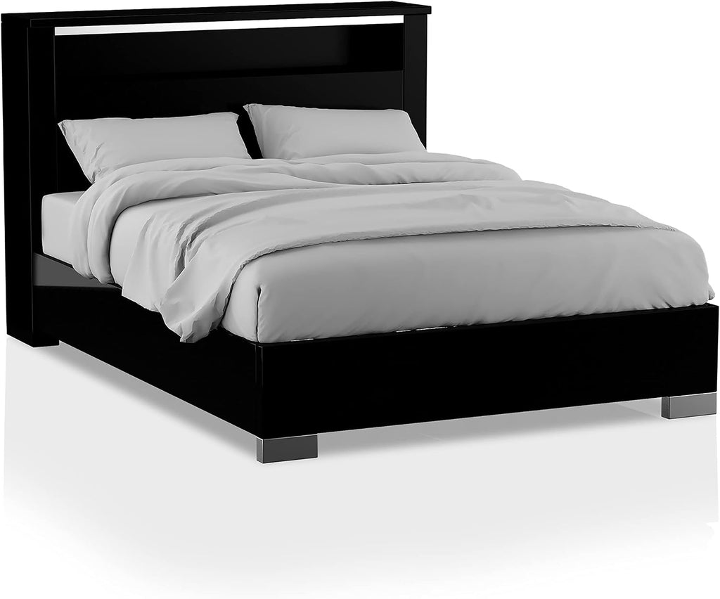 HOMES: Inside + Out Linsey Contemporary Wood 4-Piece King Bedroom Set, Box Spring Required, Black
