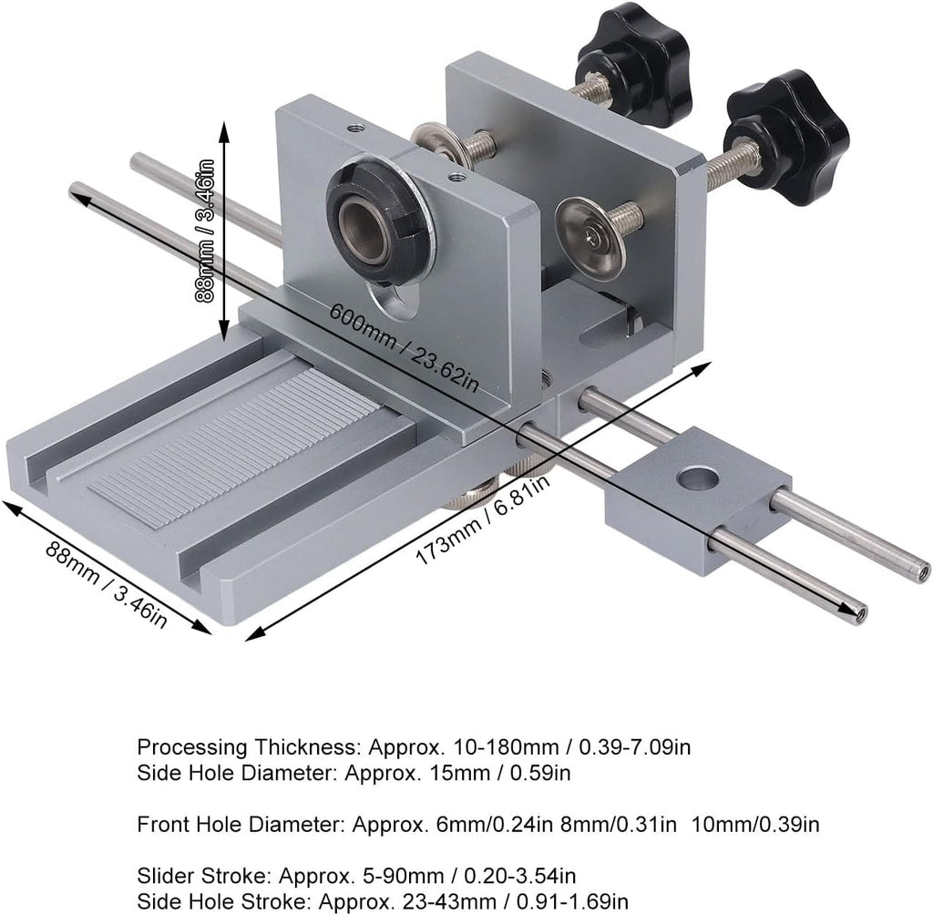 Self Centering Doweling Jig, Adjustable Quick Release 6 8 10mm Drilling Sleeves Dowel Jig Kit 3 in 1 Sturdy Construction Biscuit Joiner Set for Furniture Assembly, DIY Projects