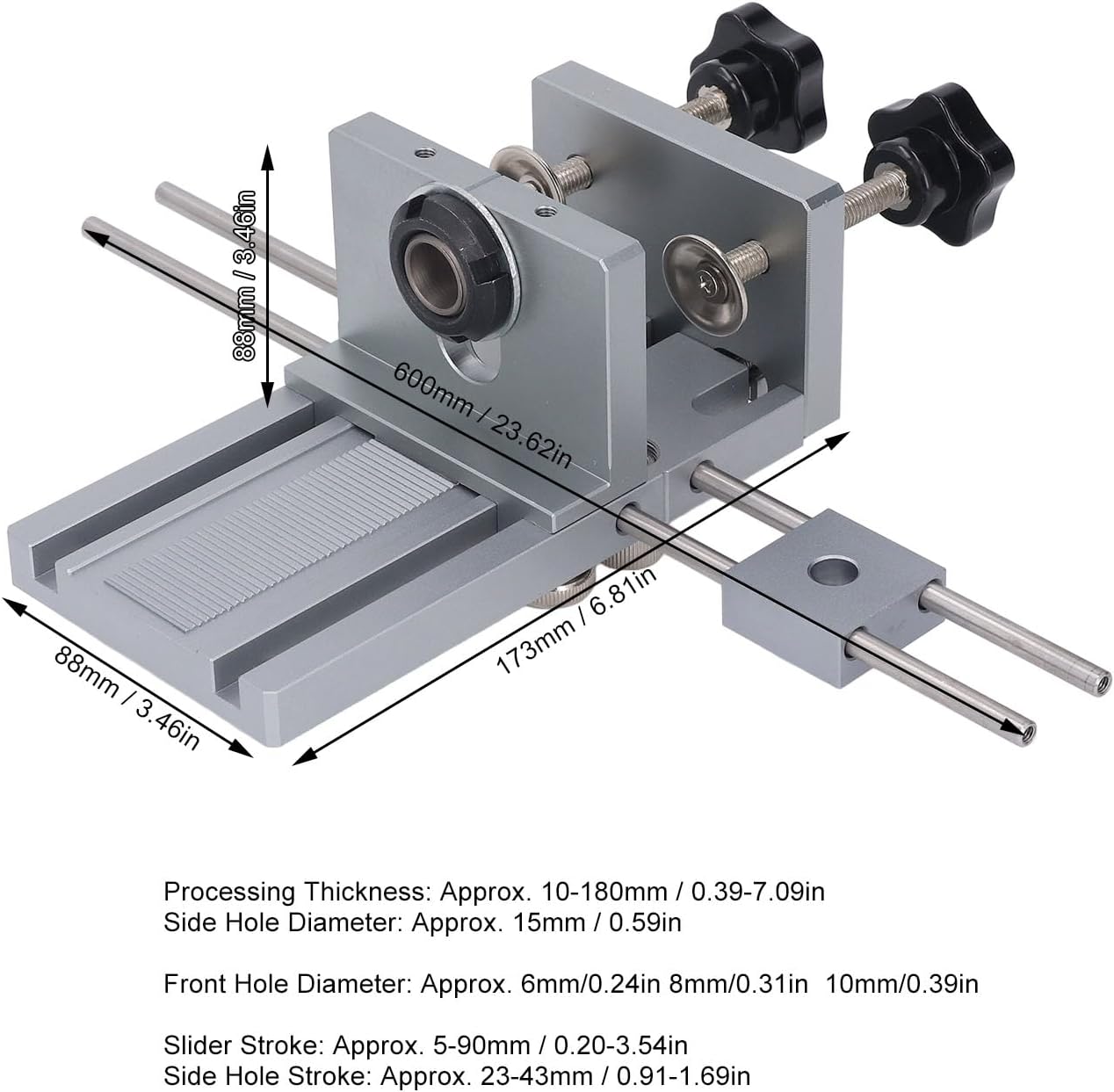 Self Centering Doweling Jig, Adjustable Quick Release 6 8 10mm Drilling Sleeves Dowel Jig Kit 3 in 1 Sturdy Construction Biscuit Joiner Set for Furniture Assembly, DIY Projects