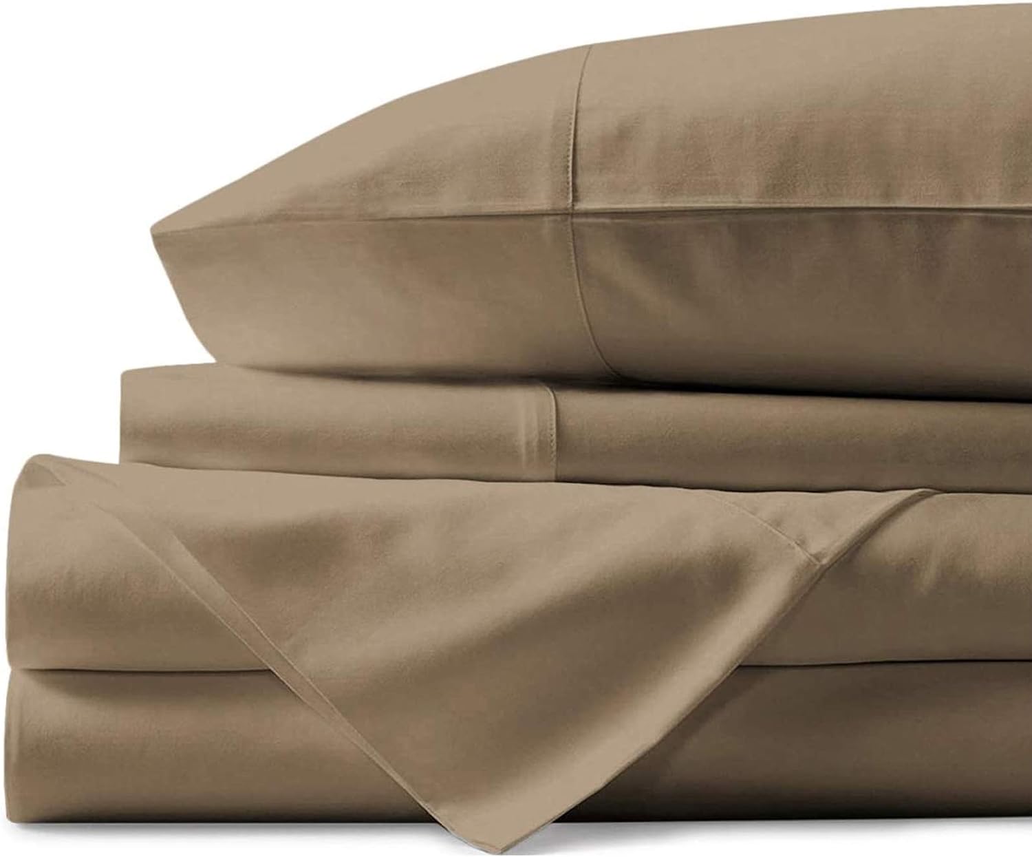 4 Piece Sheet Set- Cotton 1000 Thread Count - Luxury Bedding Set Fits Up to 15 Inches Deep Pocket - 4 Piece Sheet Set (Full Size, Taupe)