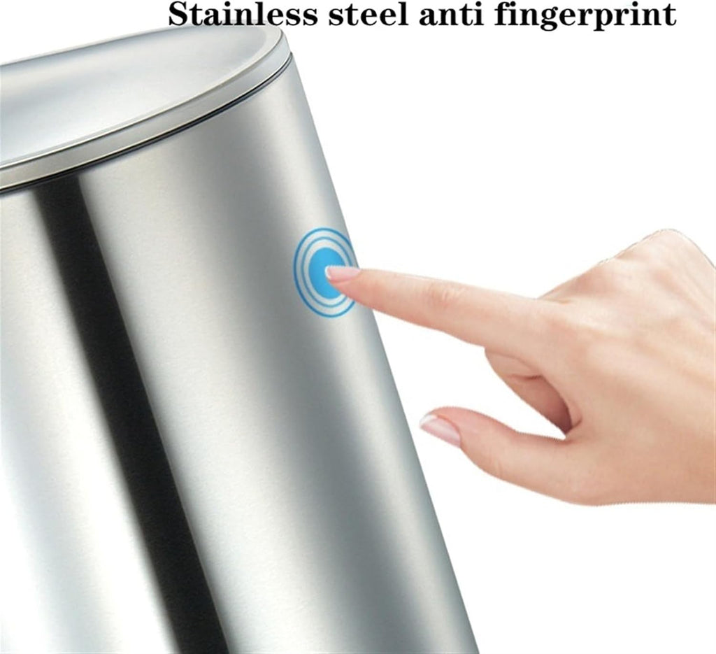 Stainless Steel Hands Free Trash Can with Soft Close Lid for Home Office Bathroom 7L