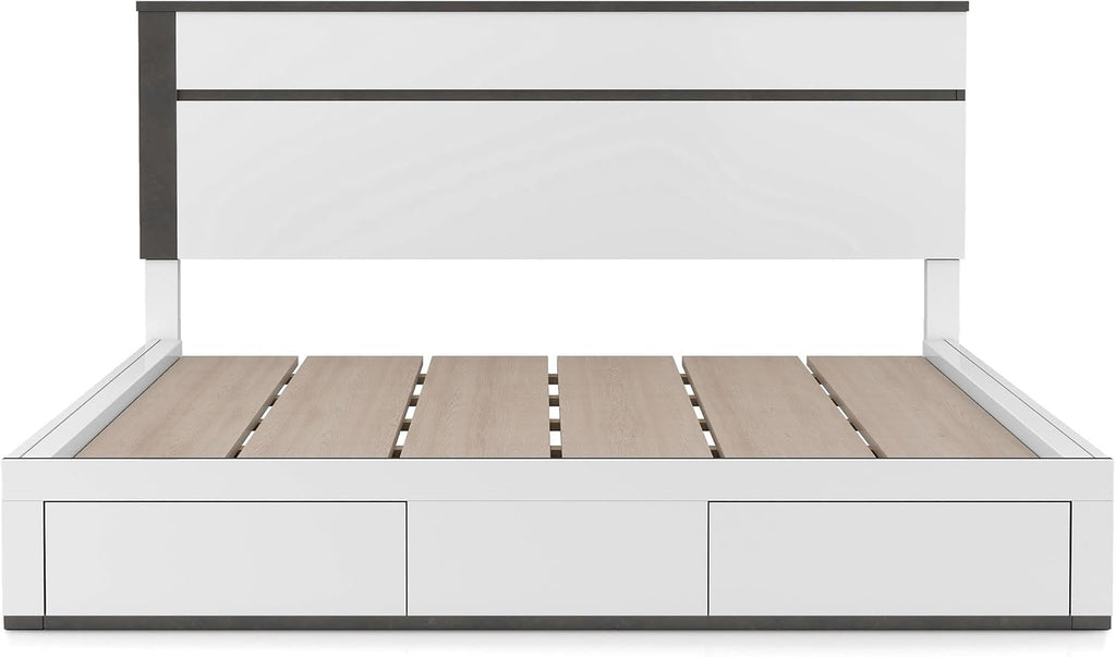 Furniture of America FOA Misti 3-Piece White Wood Storage Bedroom Set - Cal King + 2 Nightstands