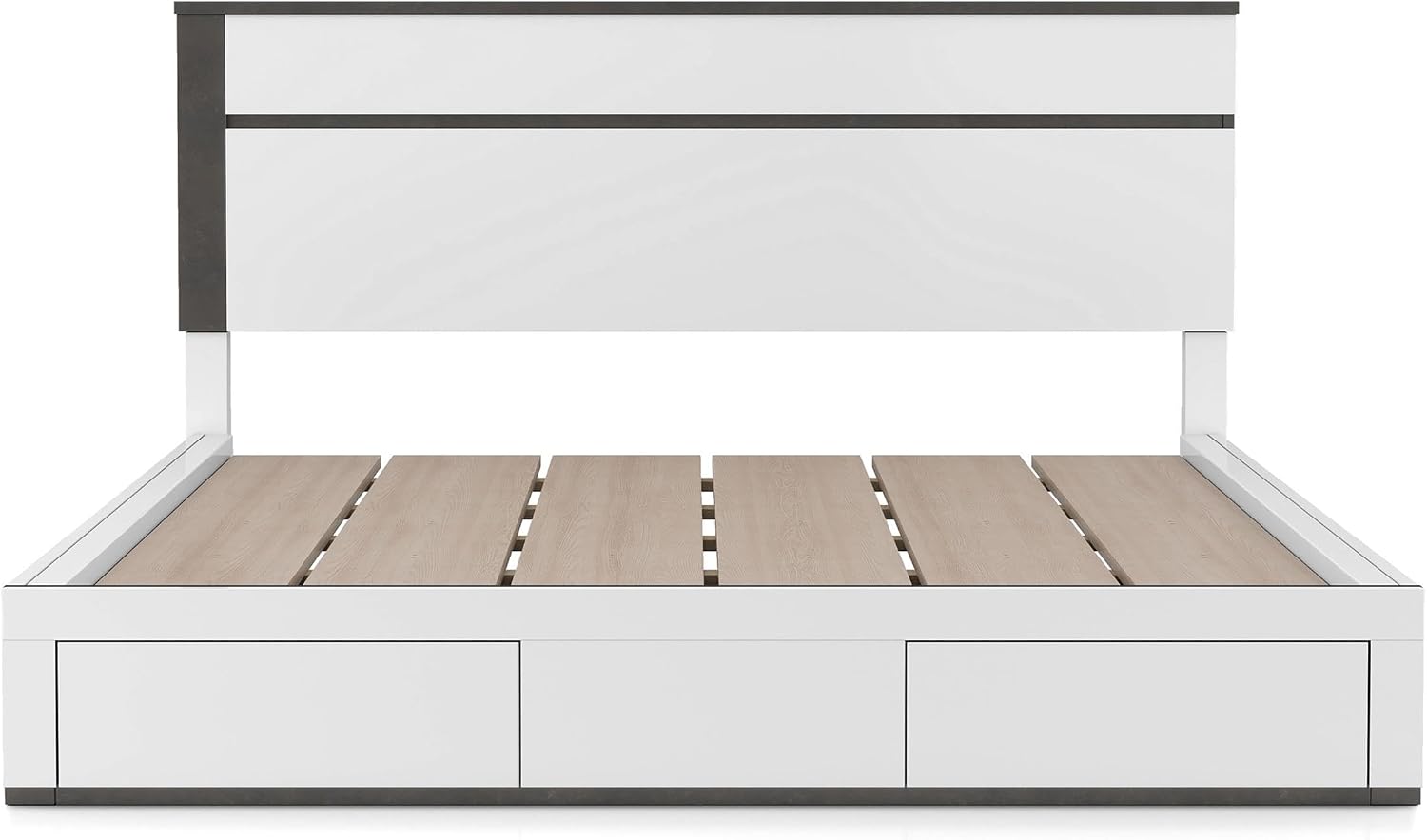 Furniture of America FOA Misti 3-Piece White Wood Storage Bedroom Set - Cal King + 2 Nightstands