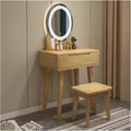 Makeup Desk，Dressing Table Set，Cabinets Vanity Table for Storing Items，with Mirror and Drawers Vanity Table Makeup Desk，Convient Pour La Chambre Et Le Salon.(Wood,with Light_60CM)