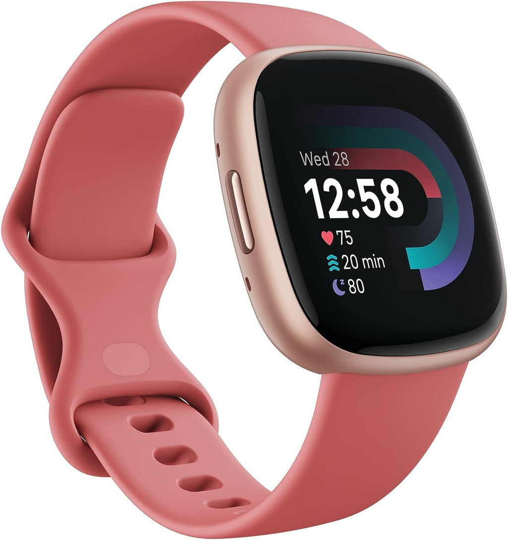 Fitbit 2 Pack Versa 4 Fitness Smartwatch with Daily Readiness, GPS, 24/7 Heart Rate, 40+ Exercise Modes, Fit Bit Smart Watch Pink Sand/Copper Rose Bundle with Cleaning Cloth and Charger