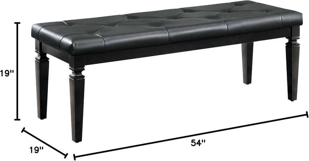 Homelegance Allura Modern Crystal Tufted Footboard Bench, Black Bi-Cast Vinyl