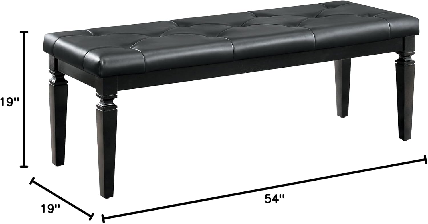 Homelegance Allura Modern Crystal Tufted Footboard Bench, Black Bi-Cast Vinyl