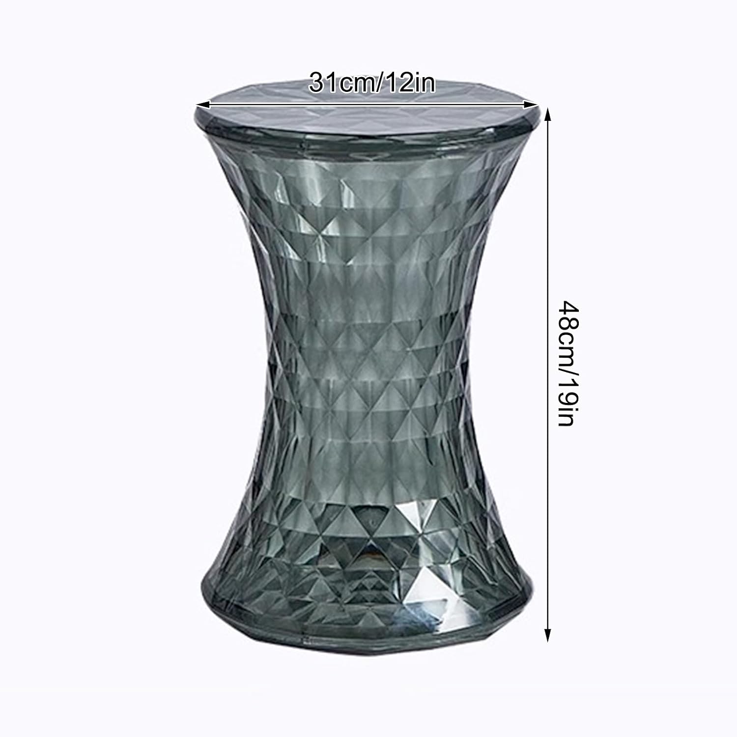 Acrylic Transparent Drum Table, Diamond Shaped Modern Vanity Stool/Side Table, Rounded and Soft Corners, Stable Support for Chair Feet, for Indoor and Outdoor Use(Orange)