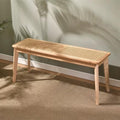 Stool, Rattan Bench Faux Rattan Weaving Design Dining Bench Simple Corner Bench with Rounded Corner Entrance Bench for Kitchen Entrance Corridor(Natural,31.5in)