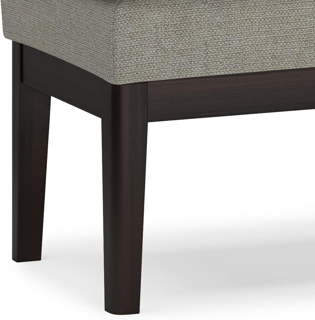 SIMPLIHOME Carlson Ottoman Bench - 45 inch Wide Upholstered Vegan Leather Rectangle Ottoman in Greige, Mid Century Modern Bench for Bedroom, Entryway or Living Room with Padded Seat