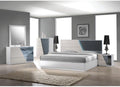 Modern 3-Piece Eastern King Size Bedroom Set, LED Lighting, High Gloss Lacquer Finish Wooden Bedroom Set, Zebra Gray