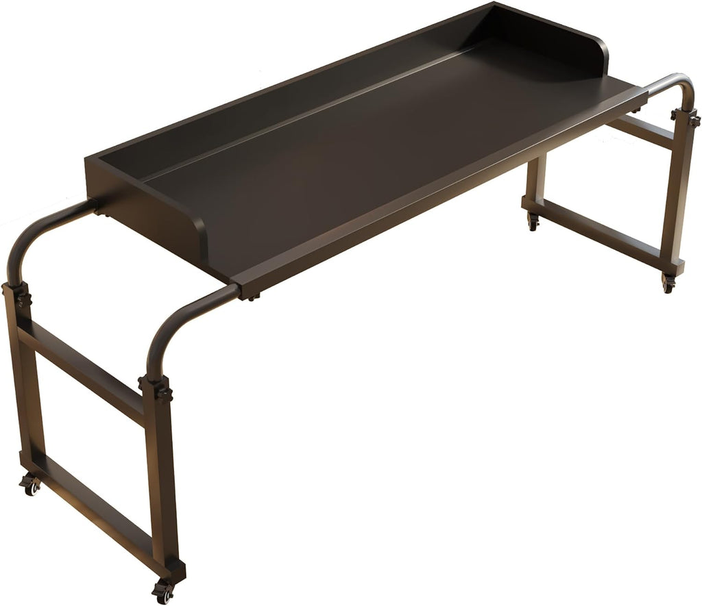 TigerDad Overbed Table with Wheels Overbed Desk Over Bed Desk King Queen Bed Table Overbed Laptop Table Over Bed Table with Wheels(Black)