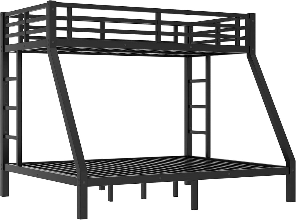 Bellemave Bunk Bed Twin XL Over Queen, Heavy Duty Metal Queen Bunk BedFrame for Adults, Black