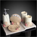 Vanity Bathroom Decor, Bathroom Set Creative Beach Shells Resin Bathroom Accessories Set for Bath Decor Housewarming Gift Bath Set Housewarming Gift(B)