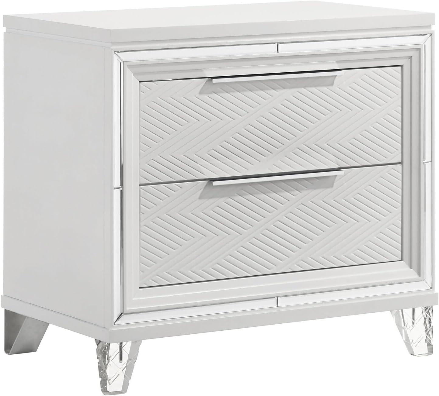 HomeStock King Bedroom Set 4 Piece - White Finish Modern Design