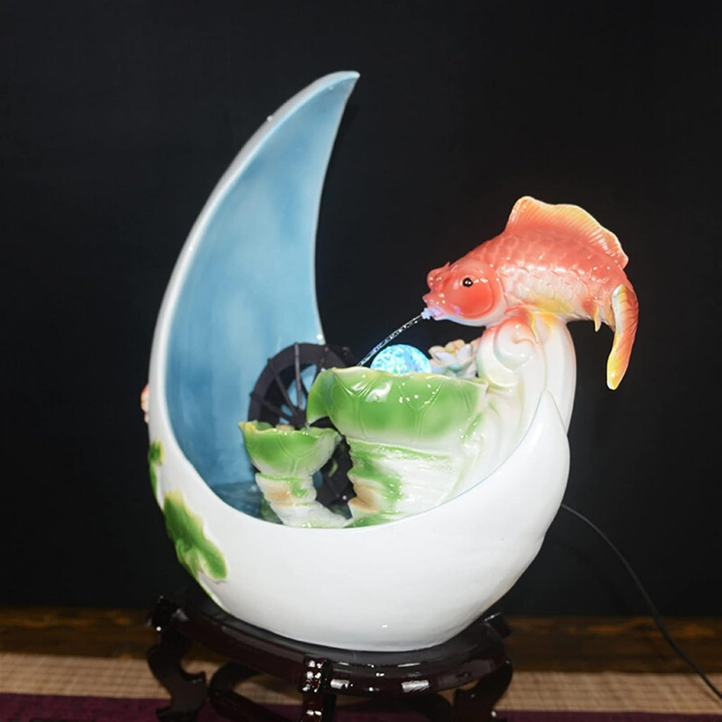Small Indoor Water Fountain Water Features Outdoor Tabletop Fountain 21.6 Inch Ceramic Tabletop Fountain Office Relaxing Fountain
