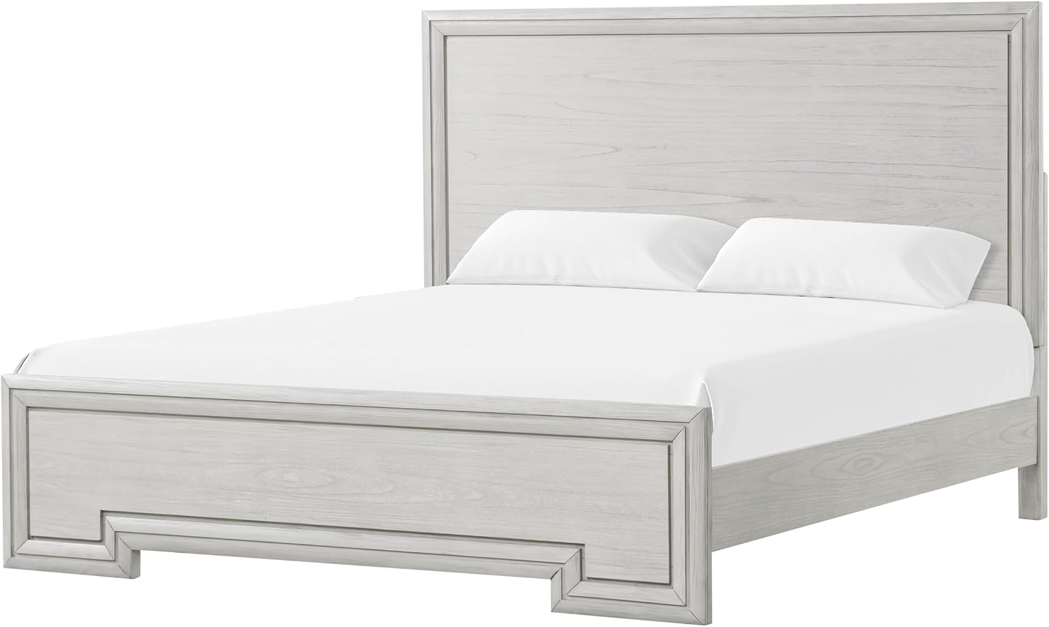Furniture of America Babsi Modern Wood 3-Piece Bedroom Set with Greek Key Pull, USB Chargers on Nightstand, Felt-Lined Top & Cedarwood-Lined Bottom Drawers, Box Spring Needed, King, Rustic White
