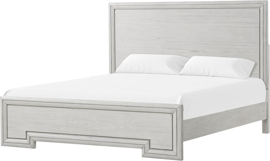Furniture of America Babsi Modern Wood 3-Piece Bedroom Set with Greek Key Pull, USB Chargers on Nightstand, Felt-Lined Top & Cedarwood-Lined Bottom Drawers, Box Spring Needed, Queen, Rustic White