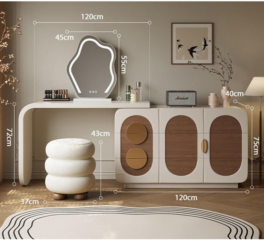 Vanity Table Dressing Table Chest of Drawers Premium I-Type Expandable Corner Makeup Desk for a Chic Bedroom