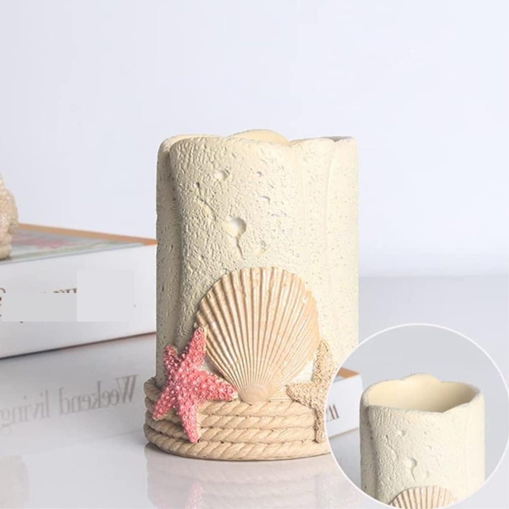 Vanity Bathroom Decor, Bathroom Set Creative Beach Shells Resin Bathroom Accessories Set for Bath Decor Housewarming Gift Bath Set Housewarming Gift(B)