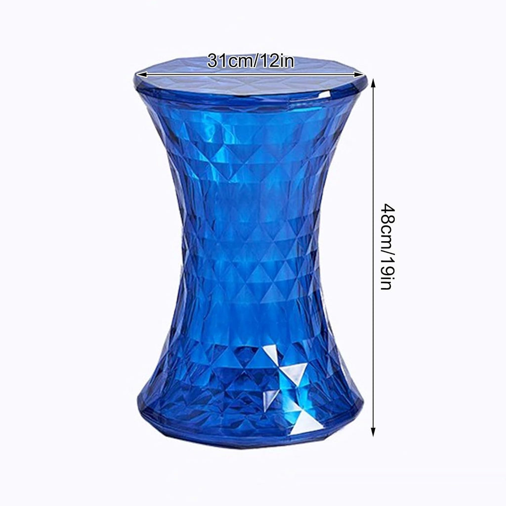 Acrylic Transparent Drum Table, Diamond Shaped Modern Vanity Stool/Side Table, Rounded and Soft Corners, Stable Support for Chair Feet, for Indoor and Outdoor Use(Purple)