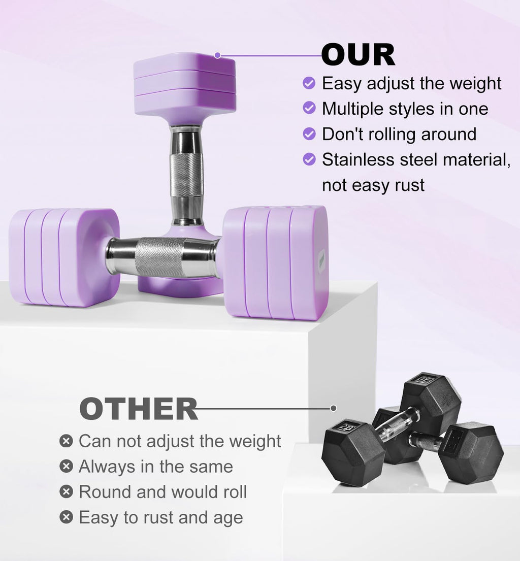 15LB 20LB 30LB 40LB 50LB Adjustable Dumbbell Set Free Weights Dumbbells Set for Women Men Hand Weights Sets Adjust Dumbbell Weight Sets for Home Gym Exercise Workout Strength Training Equipments