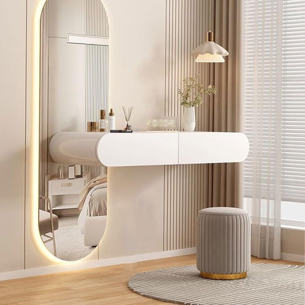 Floating Vanity Makeup Table with Drawers, Wall Mounted Makeup Vanity, Floating Desk, Space-Saving Corner Vanity Desk, Floating Dressing Table, Wall Vanity for Small Spaces,S